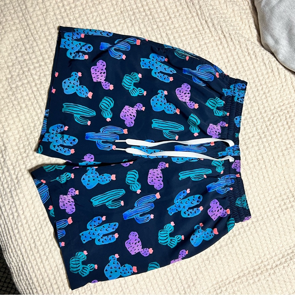 Chubbies Navy Swim Shorts with Cactus Pattern